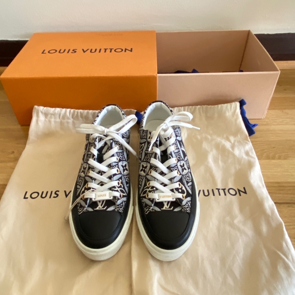 LOUIS VUITTON Since 1854 Stellar Jacquard Leather Sneaker Grey Size 38/8 US